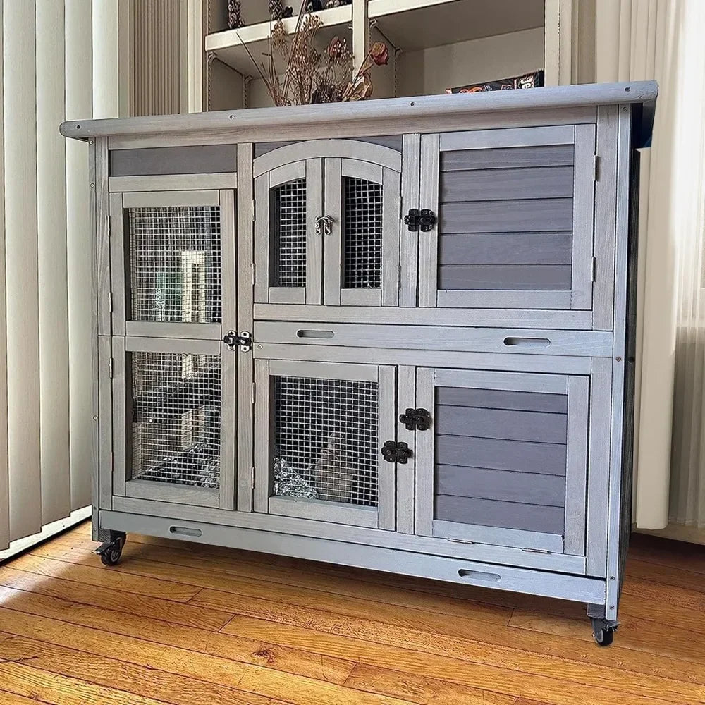Rabbit Hutch Indoor Outdoor Bunny House Bunny on Wheels