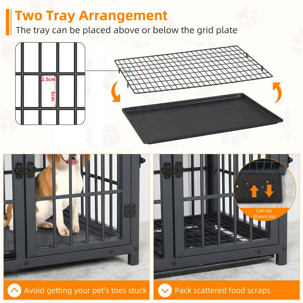Large Dog Cage Kennel End Table with 3 Doors
