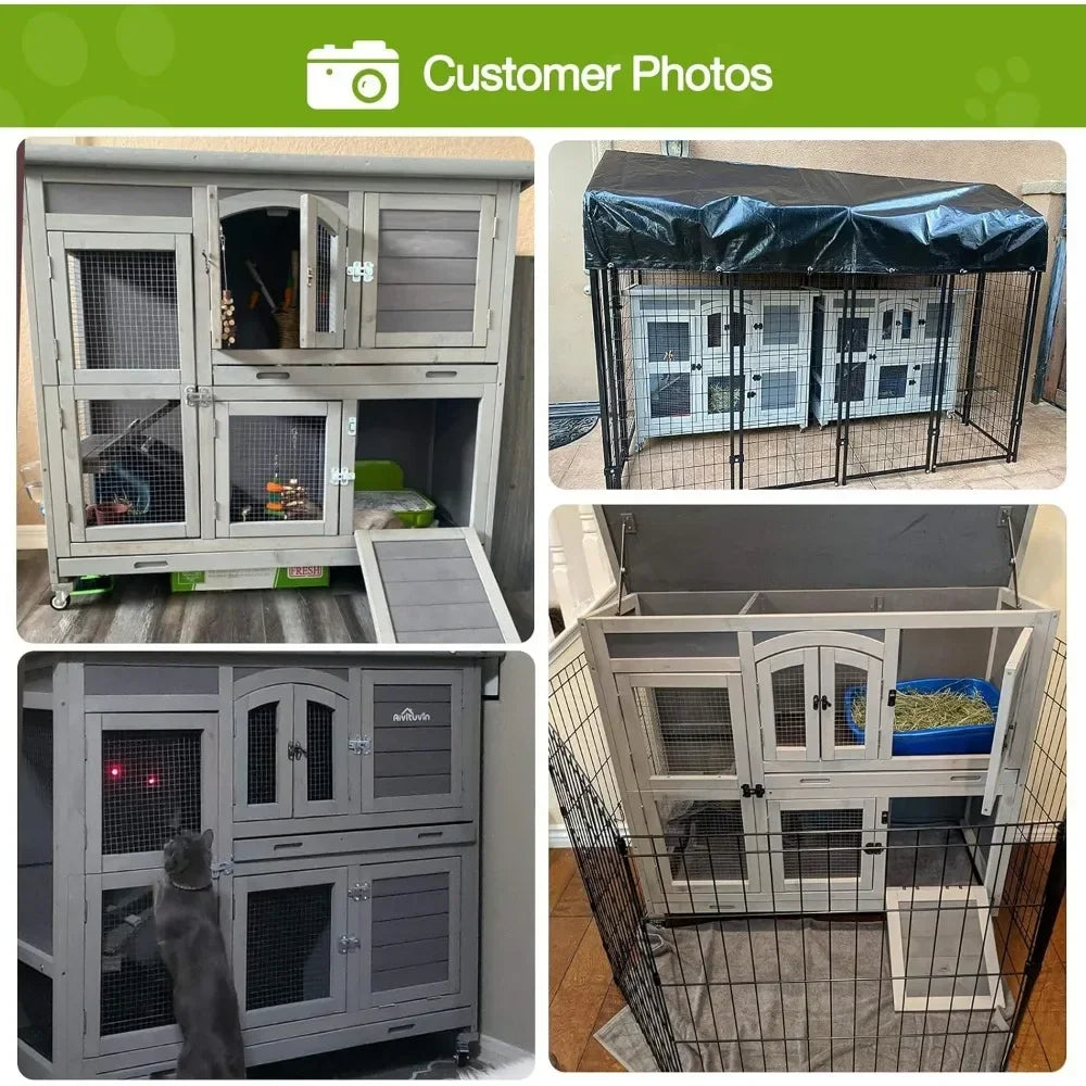 Rabbit Hutch Indoor Outdoor Bunny House Bunny on Wheels
