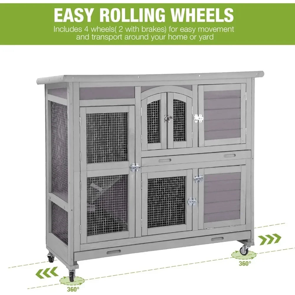 Rabbit Hutch Indoor Outdoor Bunny House Bunny on Wheels