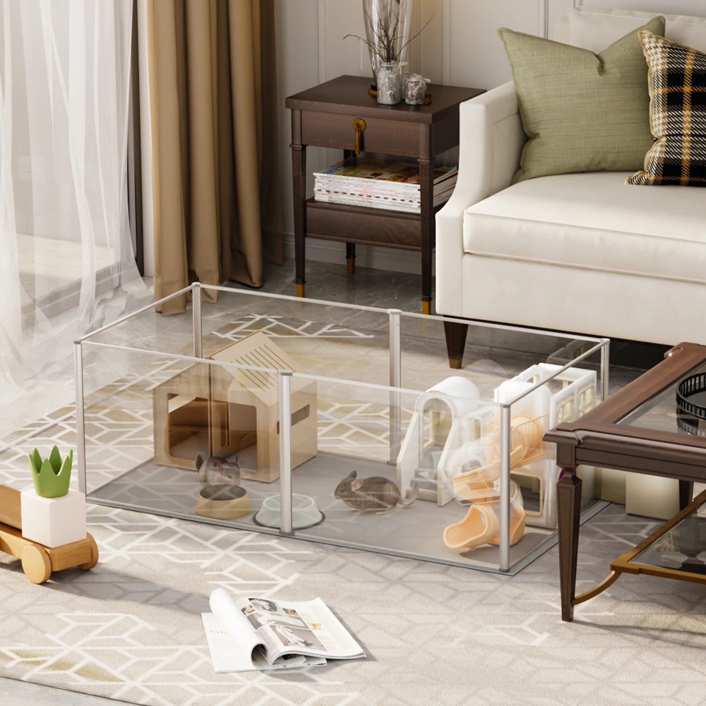 Acrylic Pet Playpen Box, Indoor , Puppy , Guinea Pigs, Hedgehogs,