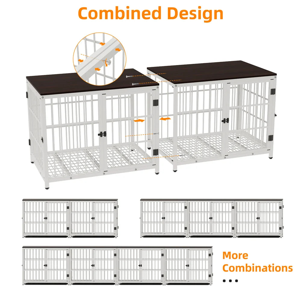 Large Dog Cage Kennel End Table with 3 Doors