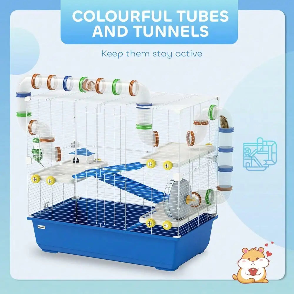 Hamster Cage, 4 Tier Rat Cage with Tunnel Tube System