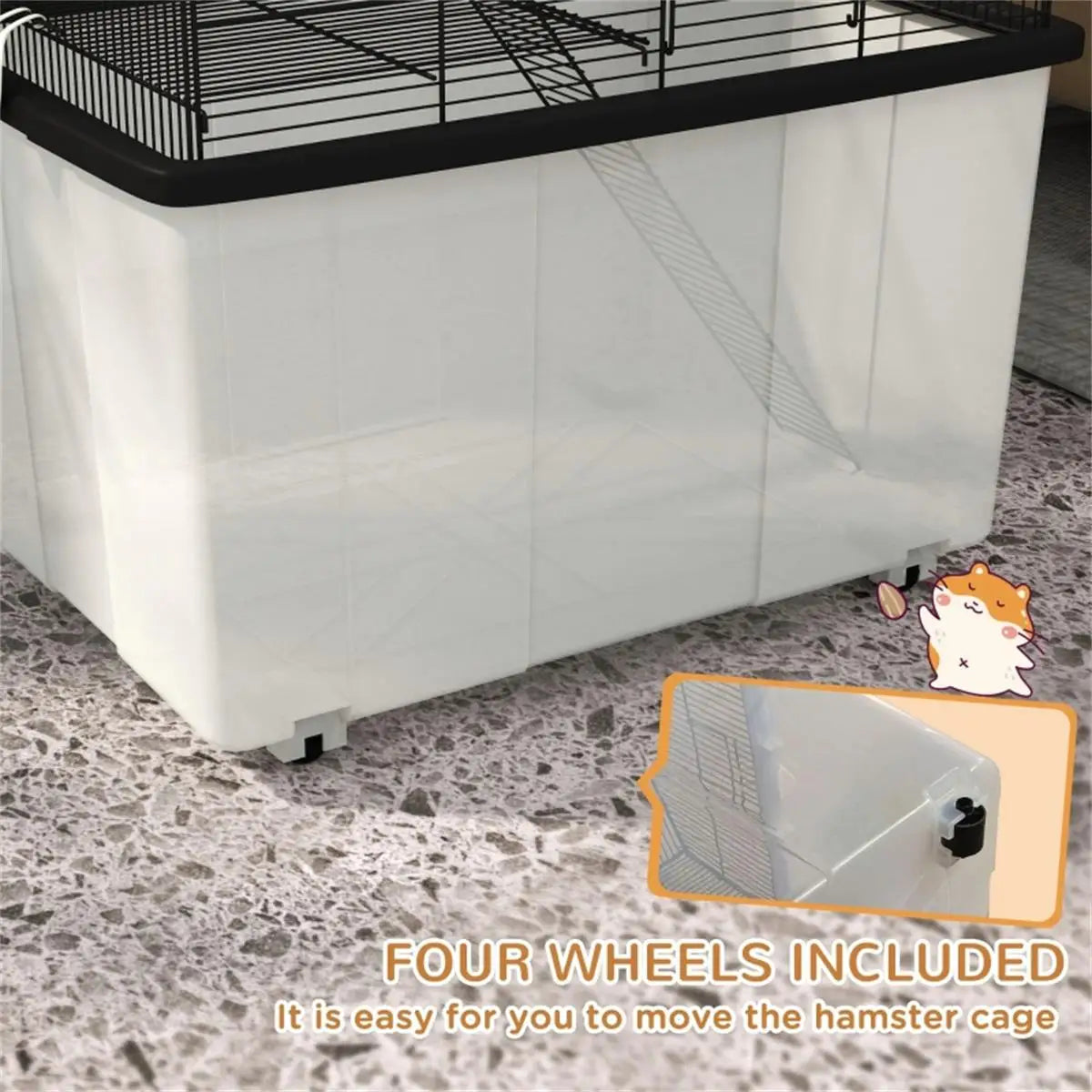 Spacious Hamster Cage with Dual Levels, Small Pets