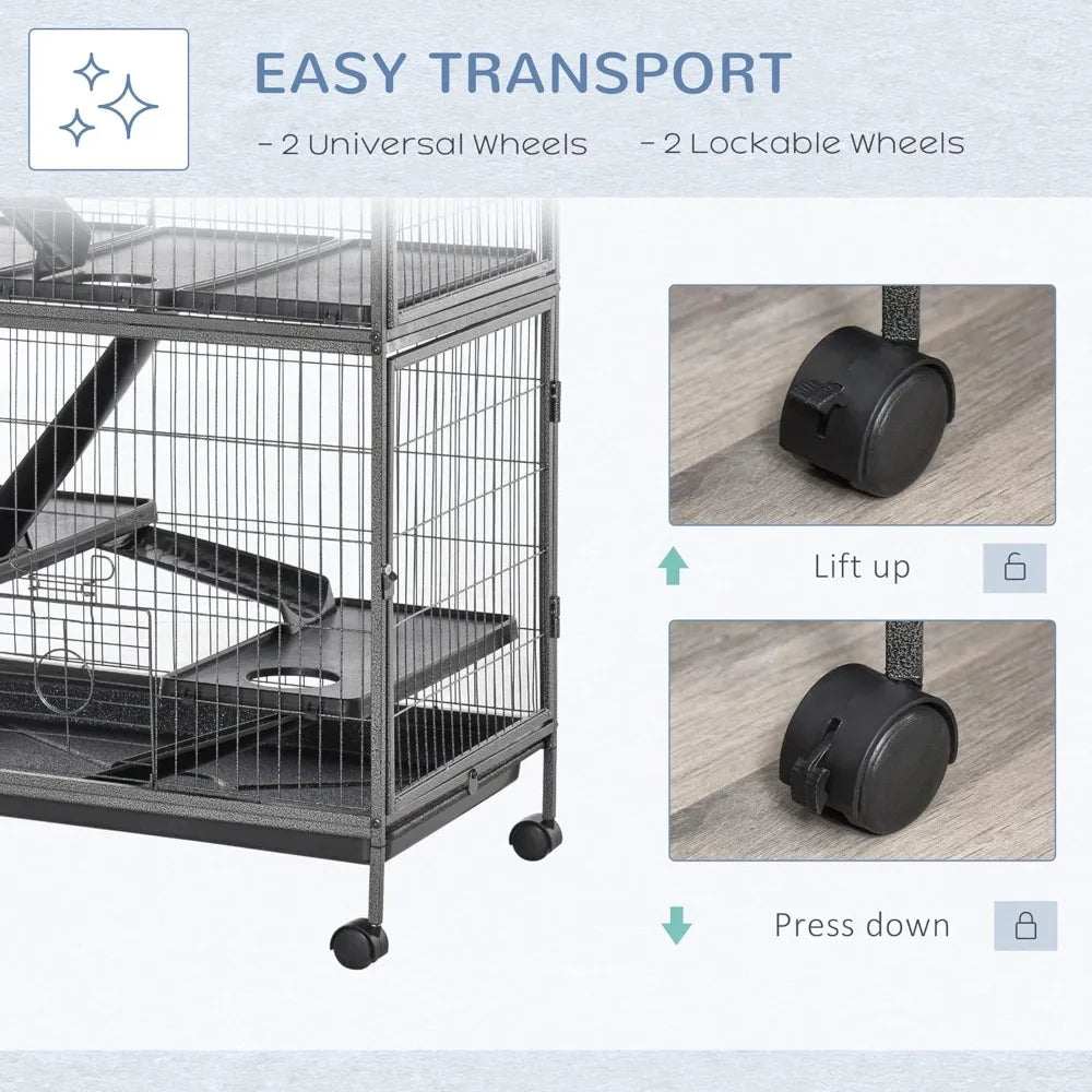 50" 5-Tier Small Animal Cage, Ferret Cage, Large Chinchilla