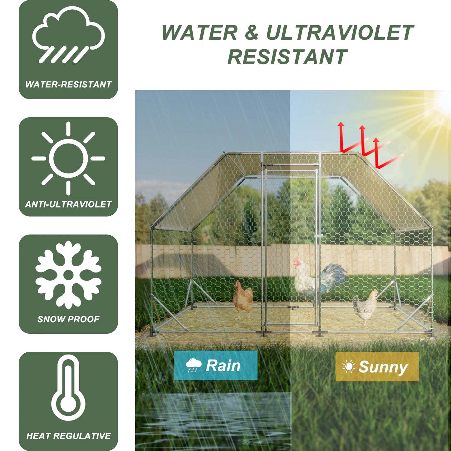 Metal Large Chicken Coop Walk-in Waterproof Cover