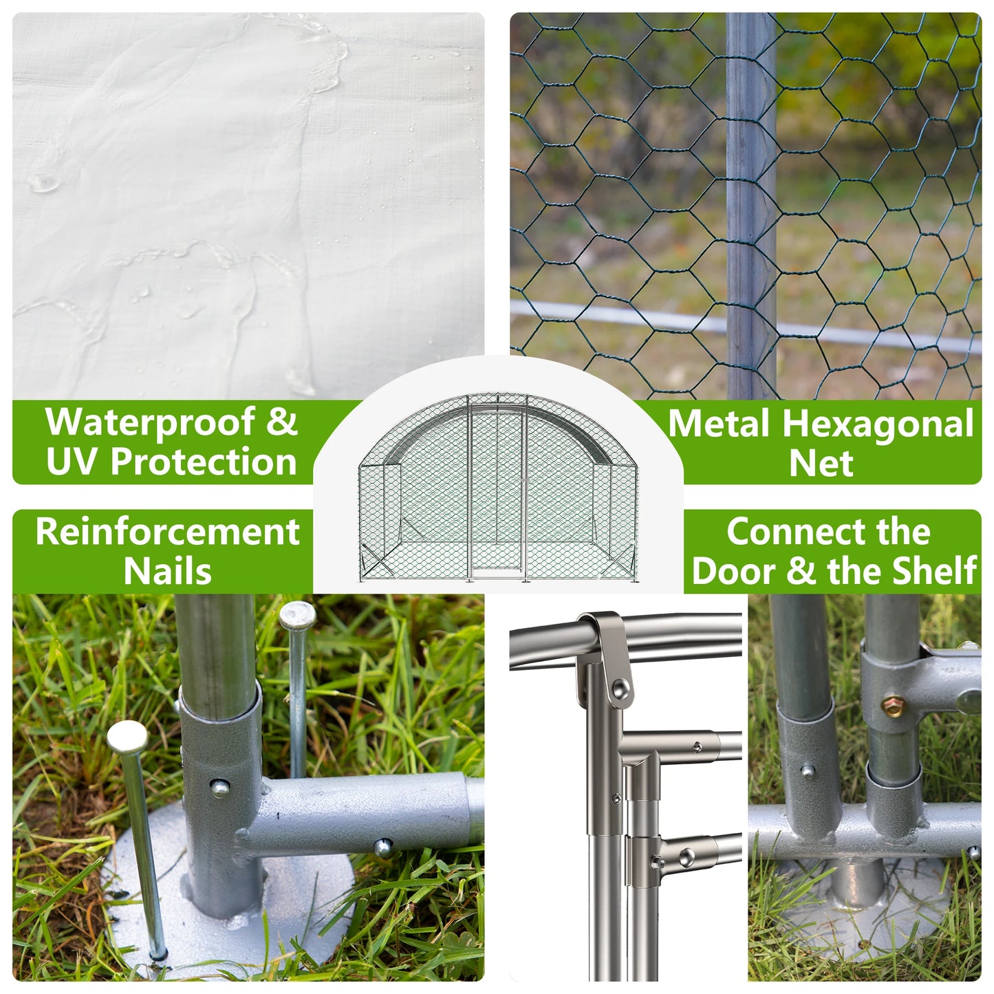 Large Chicken Coop Metal Waterproof Walk-in