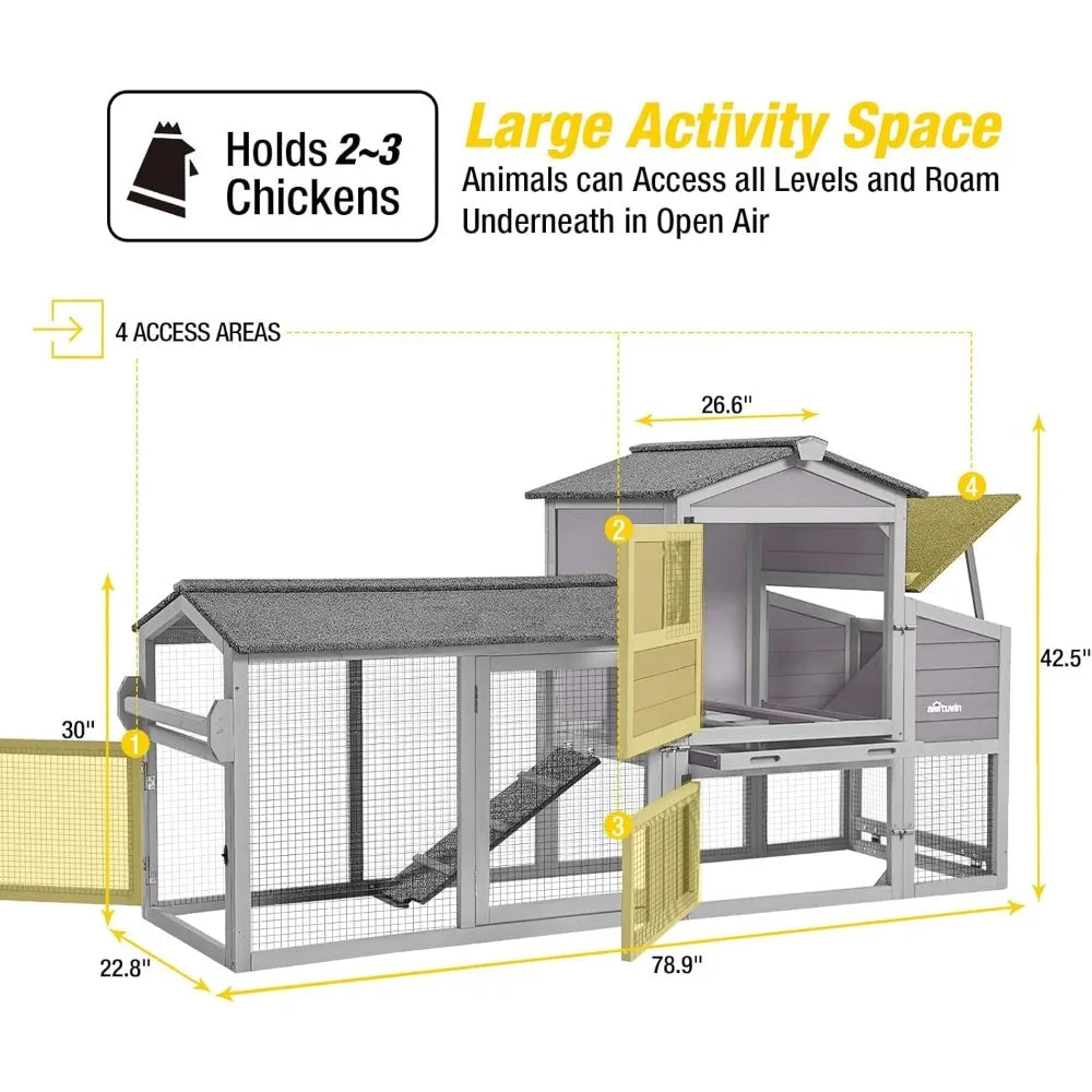 Chicken Coop Hen House with Wheels