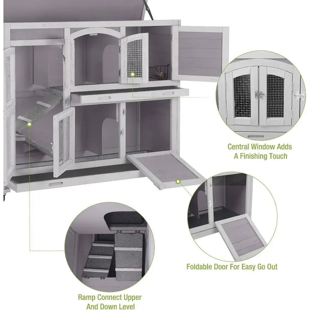 Rabbit Hutch Indoor Outdoor Bunny House Bunny on Wheels