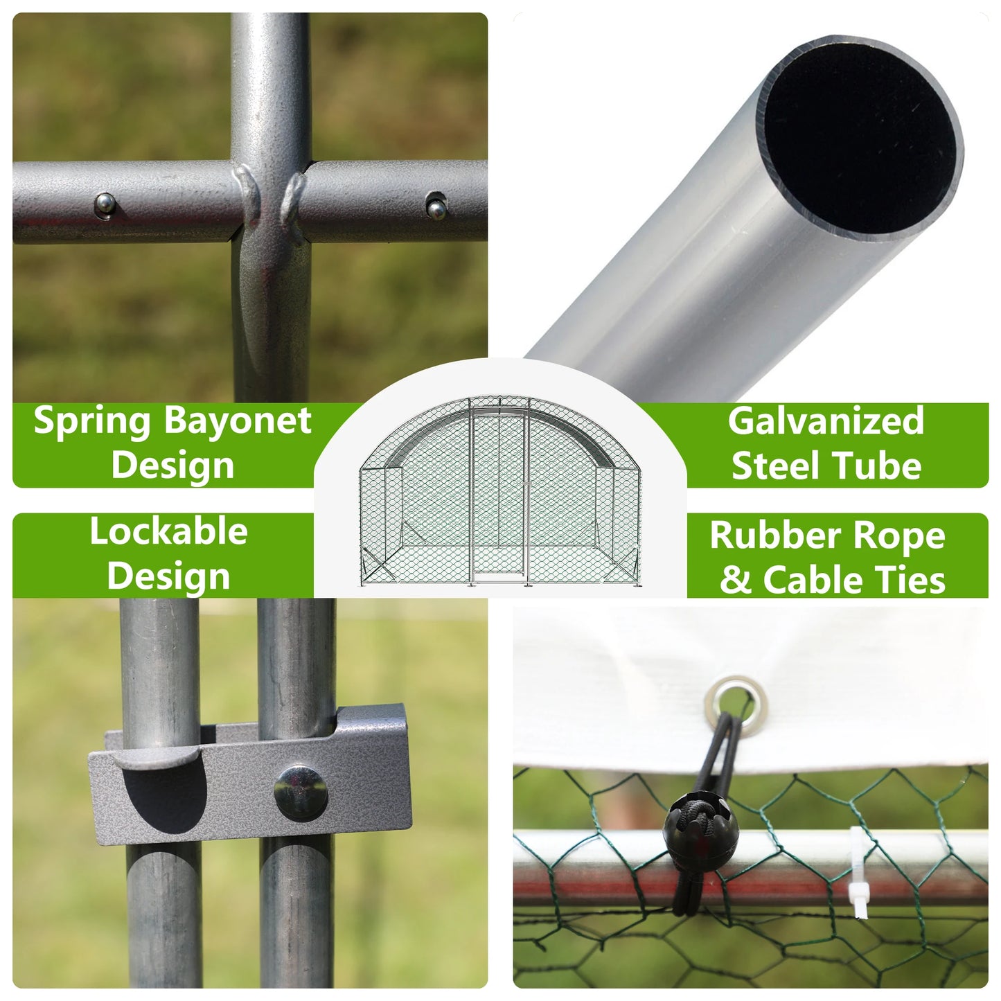 Large Chicken Coop Metal Waterproof Walk-in