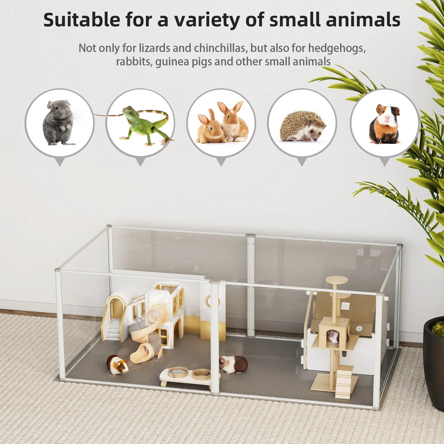 Acrylic Pet Playpen,Waterproof Pad, Puppy, Guinea Pigs, Hedgehogs