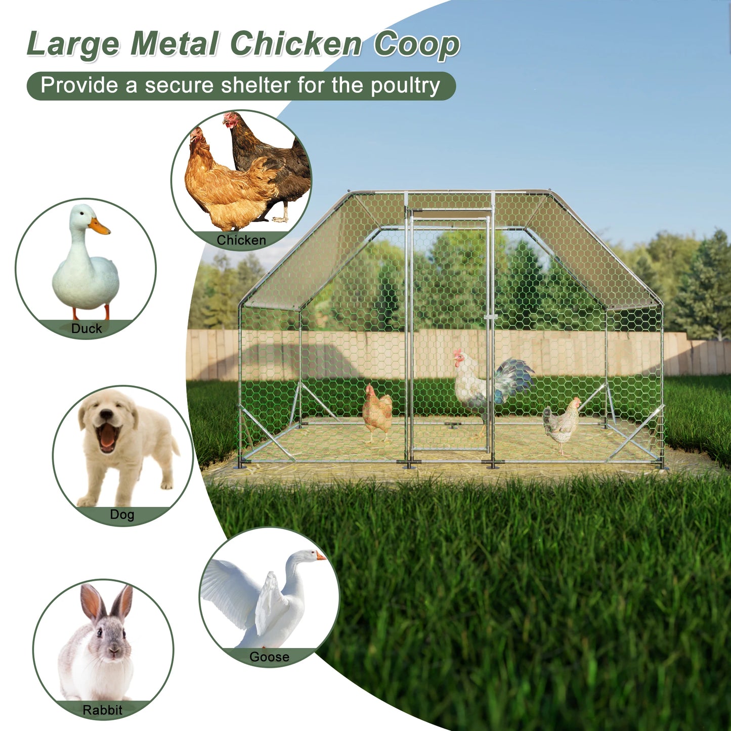 Metal Large Chicken Coop Walk-in Waterproof Cover