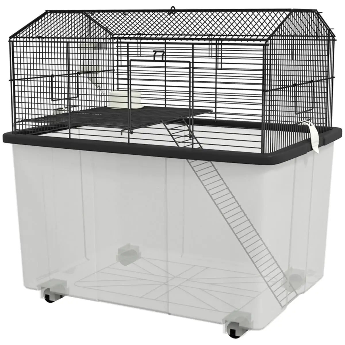 Spacious Hamster Cage with Dual Levels, Small Pets