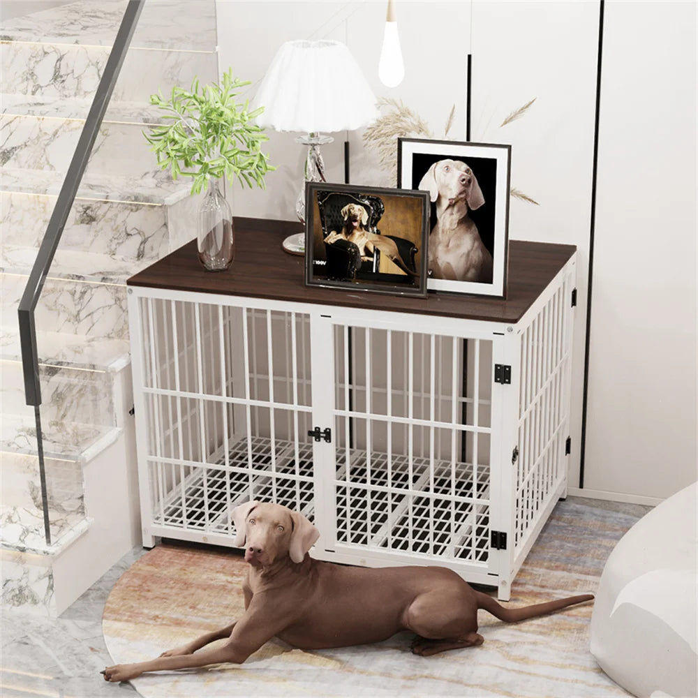 Large Dog Cage Kennel End Table with 3 Doors