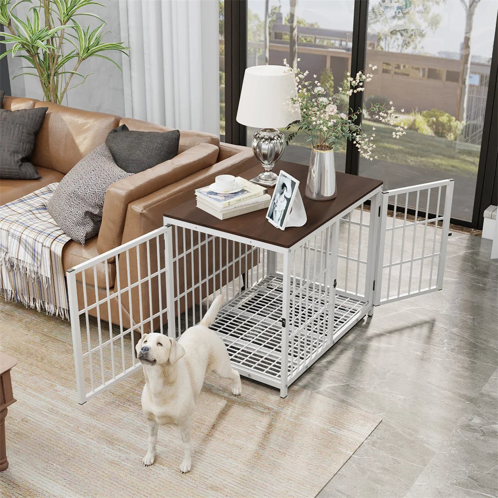 Large Dog Cage Kennel End Table with 3 Doors