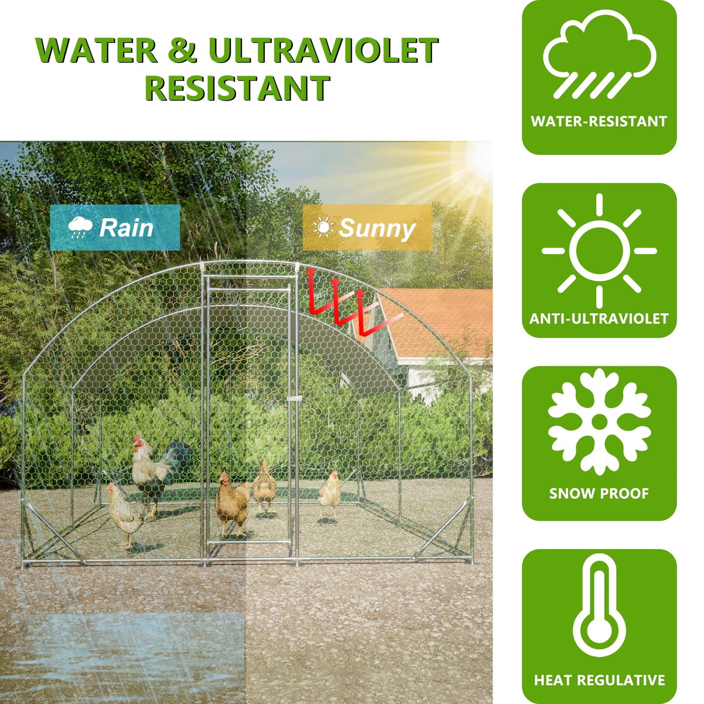 Large Chicken Coop Metal Waterproof Walk-in