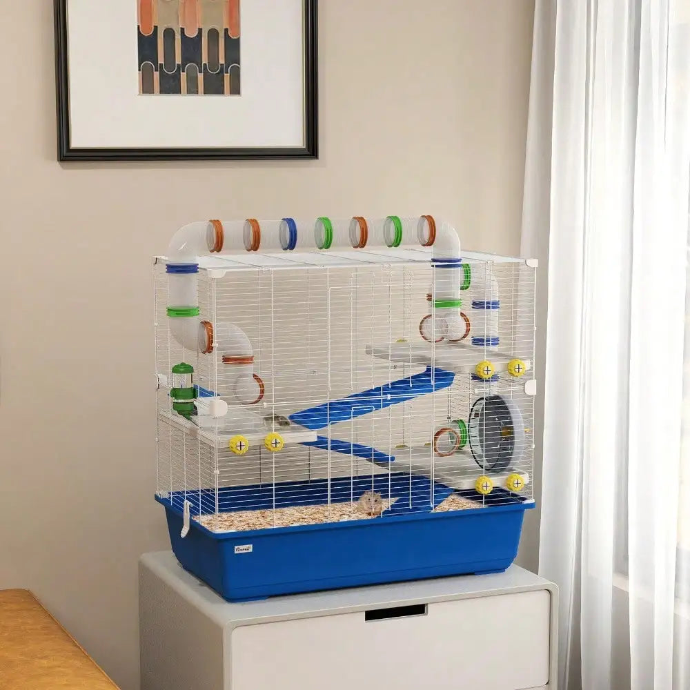 Hamster Cage, 4 Tier Rat Cage with Tunnel Tube System