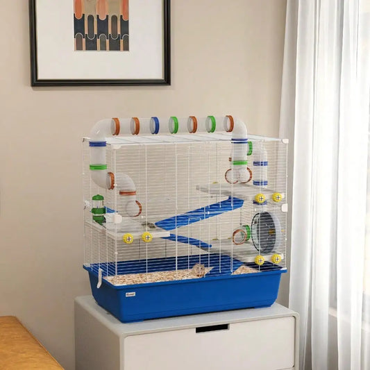 Hamster Cage, 4 Tier Rat Cage with Tunnel Tube System