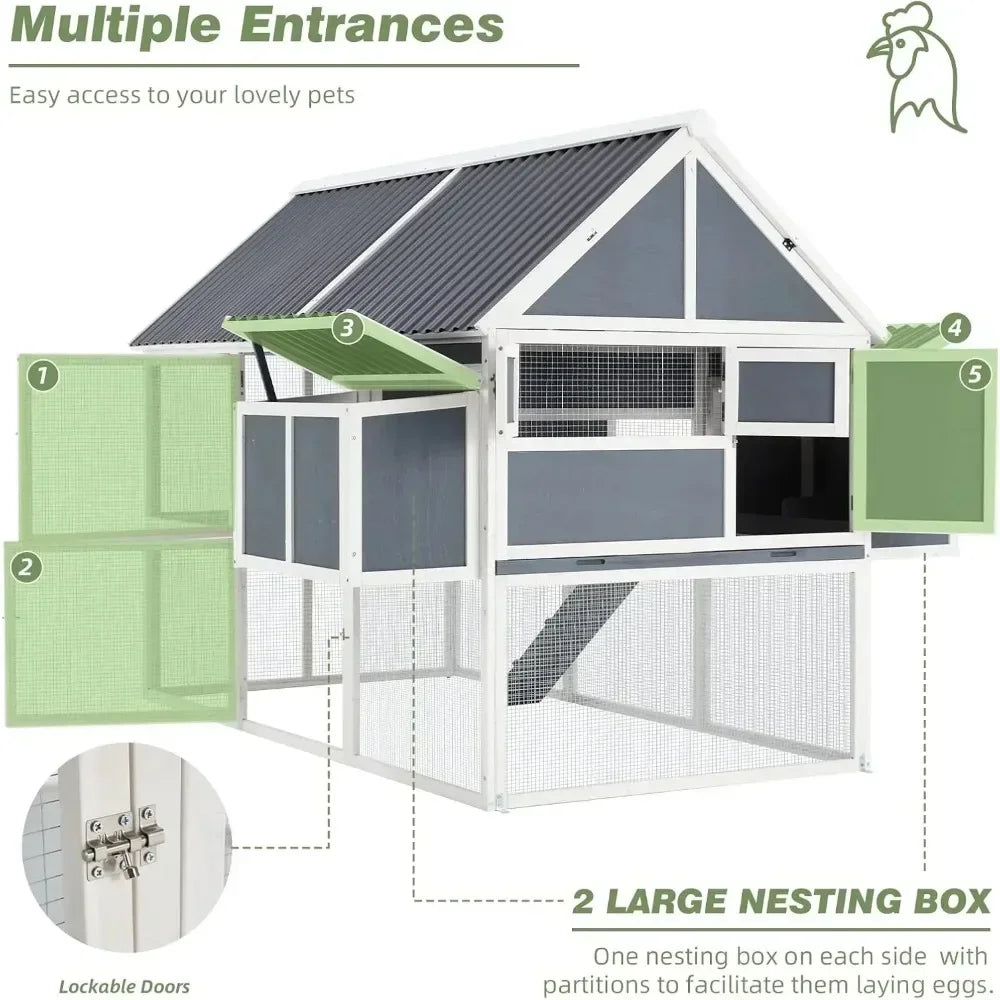 84” Large Chicken Coop, for 8-10 Chickens