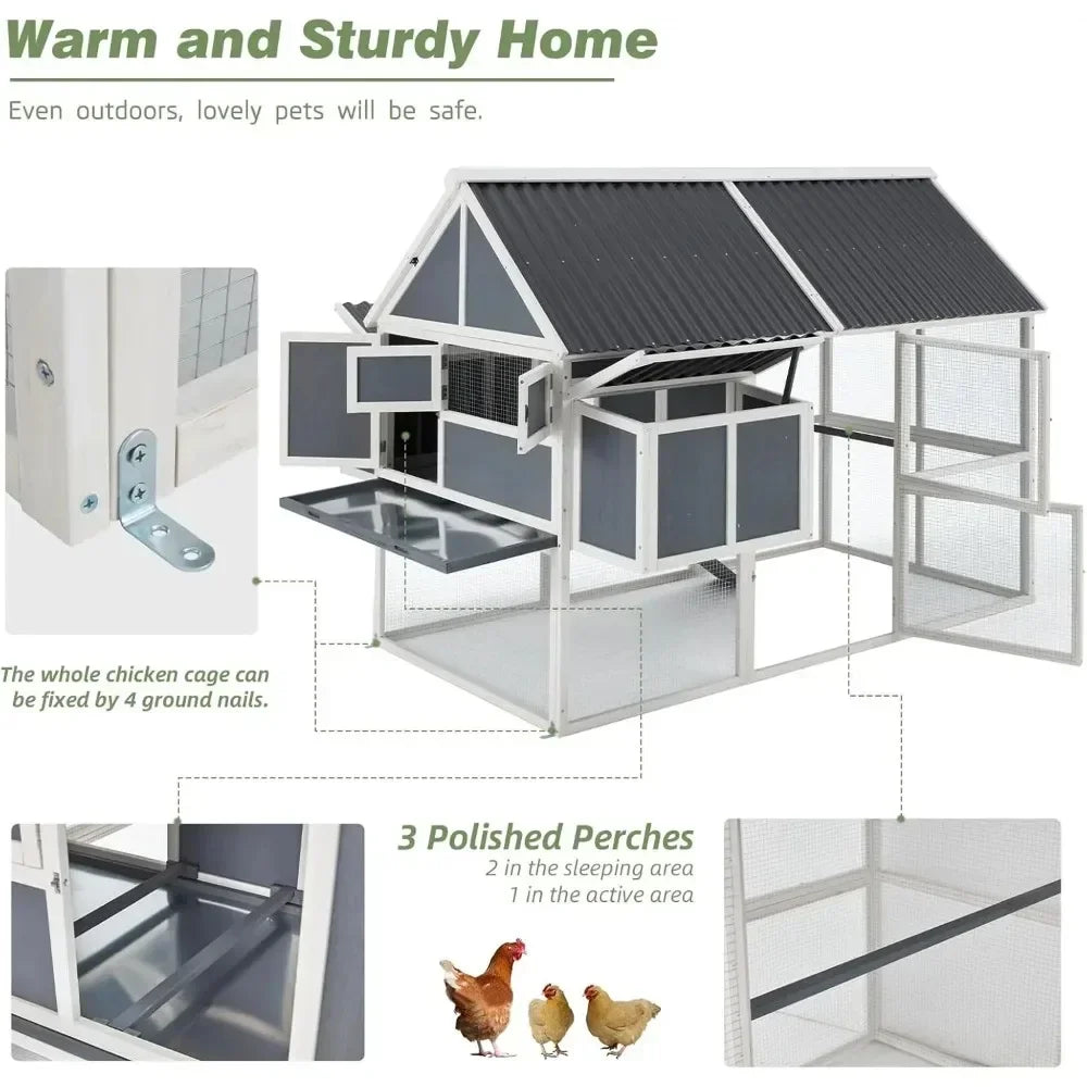 84” Large Chicken Coop, for 8-10 Chickens