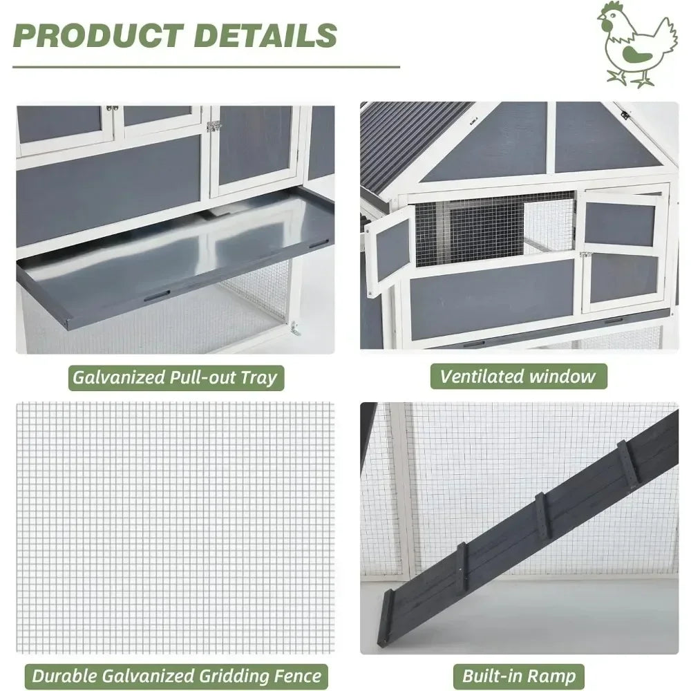 84” Large Chicken Coop, for 8-10 Chickens