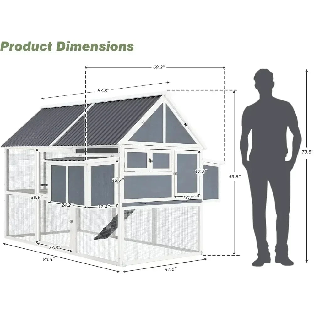 84” Large Chicken Coop, for 8-10 Chickens
